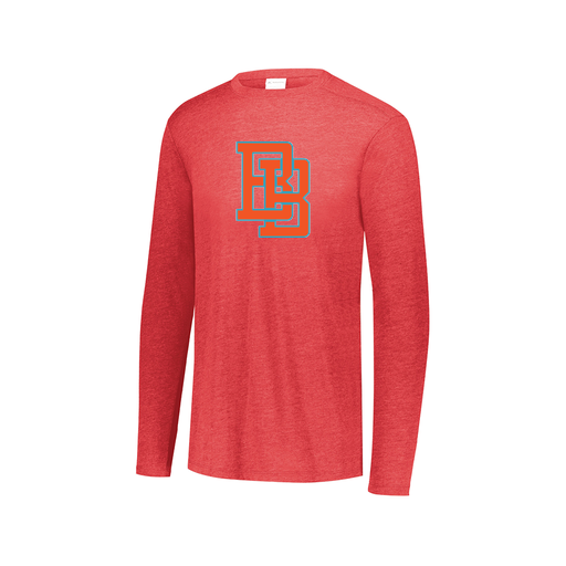 [FTLCUBRD-AXS-LOGO1] Decker Men's Tri-Blend T-Shirt - Long Sleeve (Adult XS, Red, Logo 1)