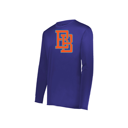 [222823.747.S-LOGO1] Youth LS Smooth Sport Shirt (Youth S, Purple, Logo 1)