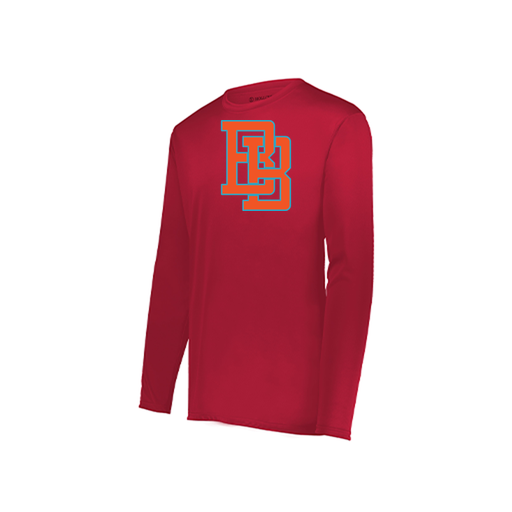 [222823.083.S-LOGO1] Youth LS Smooth Sport Shirt (Youth S, Red, Logo 1)